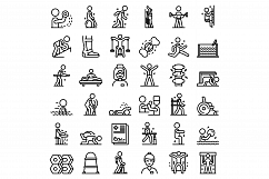 Physical therapist icons set, outline style Product Image 1