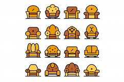 Armchair icons vector flat Product Image 1