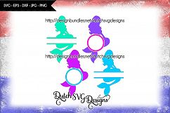 Mermaid monogram cut file, mermaid split monogram svg Product Image 3