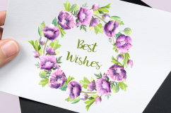 Watercolor Purple Summer Floral Clip Art Set Product Image 3
