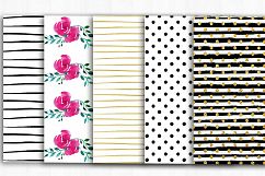 Black, Gold, Floral Digital Paper Product Image 3
