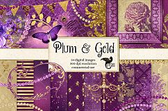 Plum and Gold Digital Scrapbooking Kit Product Image 1