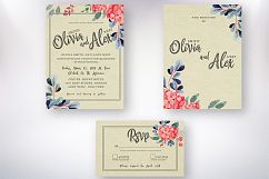 Watercolor flower invitation set Product Image 5