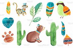 Summer Boho animals clipartpat and patterns design Product Image 2