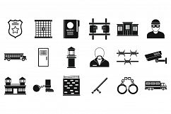 Prison arrest icons set, simple style Product Image 1