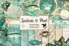 Seafoam and Pearl Digital Scrapbooking Kit Product Image 1