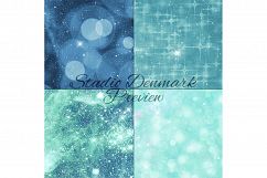 Bokeh Galaxy Digital Paper - Blue and Green Night Sky Product Image 5