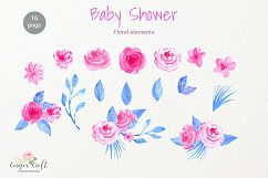 Watercolor Clipart Baby Shower, Baby Cloth, Pram, Crib, Christening Gown, Dress  Product Image 6