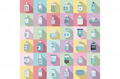 Antiseptic icons set, flat style Product Image 1