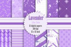 12 Spring Lavender Digital Papers in Pastel Lilac Color Product Image 1