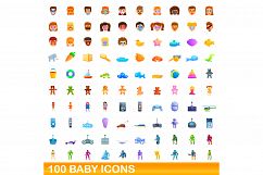 100 baby icons set, cartoon style Product Image 1