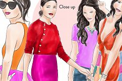 Watercolor clipart - Girls in Brights -  Fashion illustration Product Image 3