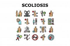 Scoliosis Disease Collection Icons Set Vector Product Image 1