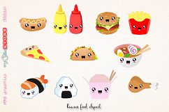 Fast food clipart, cute kawaii dinner clipart and digital stamps. png graphics clip art set for planner stickers, scraps or digital planning. Product Image 1