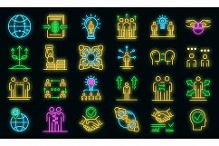 Business cooperationicons set vector neon Product Image 1