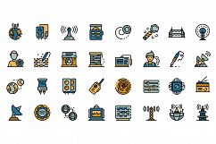 Radio engineer icons set, outline style Product Image 1