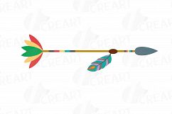 Tribal clip art collection, BOHO clip art, Bohemian dreamcatcher, feathers, arrows, tipi, bull skull. Svg, eps, dxf, png AI vector files Product Image 8