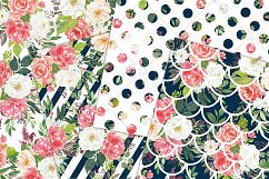 Watercolor flowers digital paper - Shantal Product Image 2
