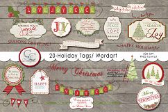 20 Holiday Tags- Elements/ Wordart/ Clipart Product Image 1