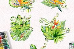 Tropical leaves Watercolor clipart Product Image 4
