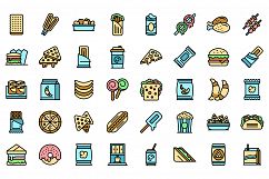 Snack bar icons set vector flat Product Image 1