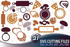 21 kitchen vector designs and monogram templates  - cutting files SVG, DXF, JPG, PNG, DWG, AI, EPS Product Image 1
