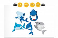 Sharks cutting files svg, dxf, pdf, eps included - cut files for cricut and silhouette - Cutting Files SG Product Image 2