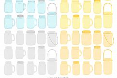 Yellow and Grey Mason Jar Floral Wedding Clipart Product Image 4