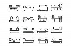 Lathe drilling icons set, outline style Product Image 1