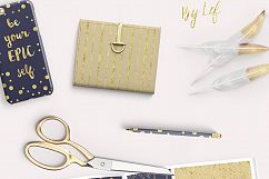 Gold and Navy Blue Patterns Tiling - seamless digital paper Product Image 2