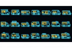 Food truck icons set vector neon Product Image 1