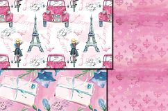 Watercolor Bonjour Paris seamless digital paper pack Product Image 5