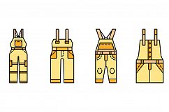 Overalls icon set line color vector Product Image 1