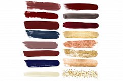 Oxblood Brush Strokes, Gold Brush Strokes Clip Art Product Image 2