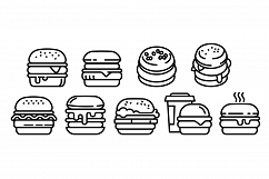 Burger icons set, outline style Product Image 1