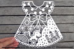 Unicorn dress paper cut SVG  DXF  EPS files Product Image 2