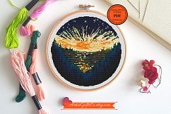 Sunset Landscape Cross stitch pattern PDF Embroidery design Product Image 1