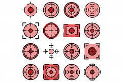 Focus icons set vector flat Product Image 1