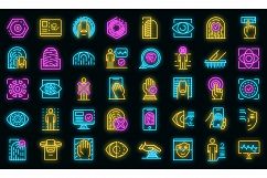 Biometric authentication icons set vector neon Product Image 1