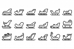 Sleigh icons set, outline style Product Image 1