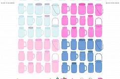 Pink and Navy Mason Jar Wedding Clipart Product Image 4