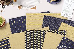 Gold and Navy Blue Patterns Tiling - seamless digital paper Product Image 5