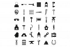 Blacksmith icons set, simple style Product Image 1