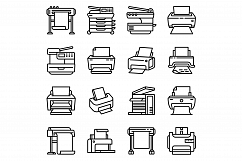 Printer icons set, outline style Product Image 1