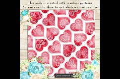 100 Seamless Watercolor Ethnic Heart Valentine Digital Paper Product Image 3