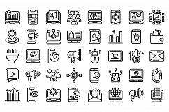 Online marketing icons set, outline style Product Image 1