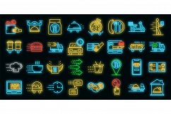 Food delivery service icons set vector neon Product Image 1