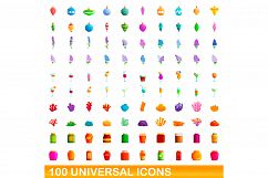 100 universal icons set, cartoon style Product Image 1