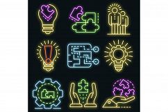 Solution icon set vector neon Product Image 1