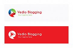 Video Blogging - Chat Bubble with Play Symbol &amp; Camera Reel Stock Logo Template Product Image 2